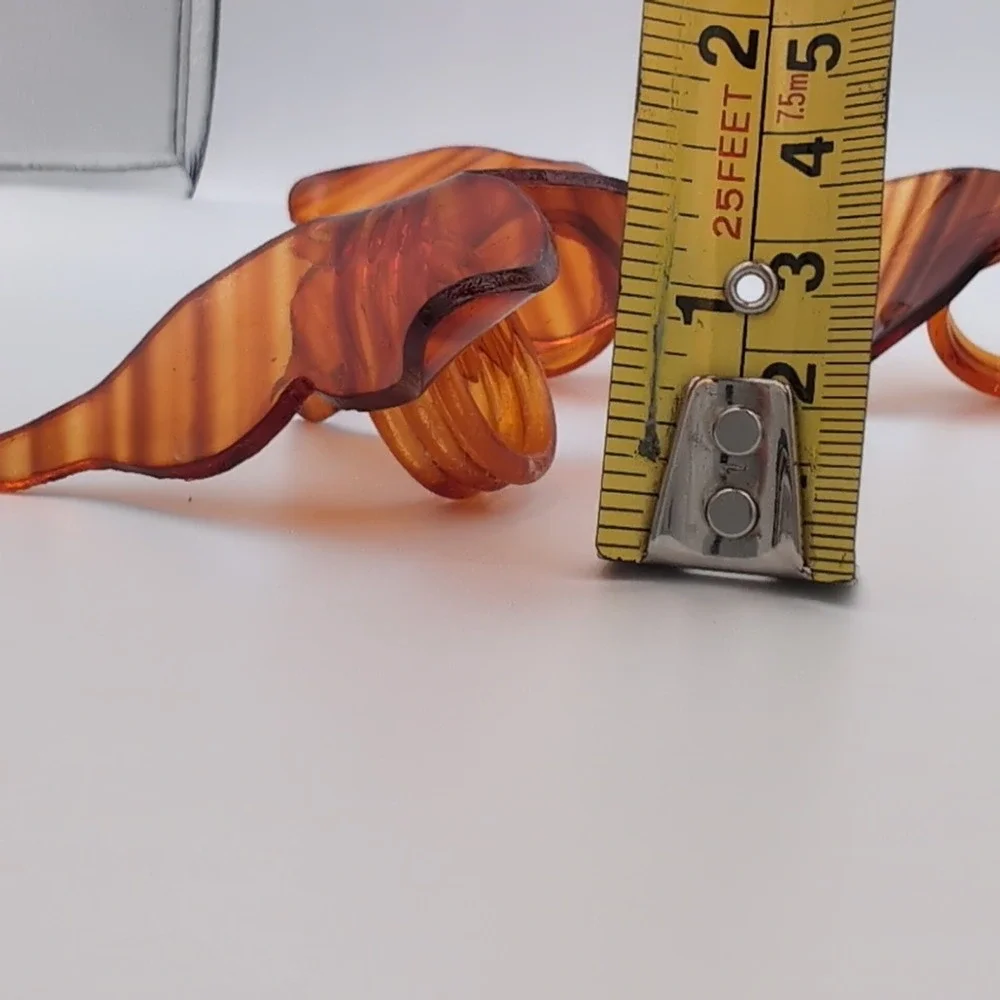 Vintage Acrylic Butterfly Napkin Rings Set 6 Amber Tortoiseshell Retro MCM